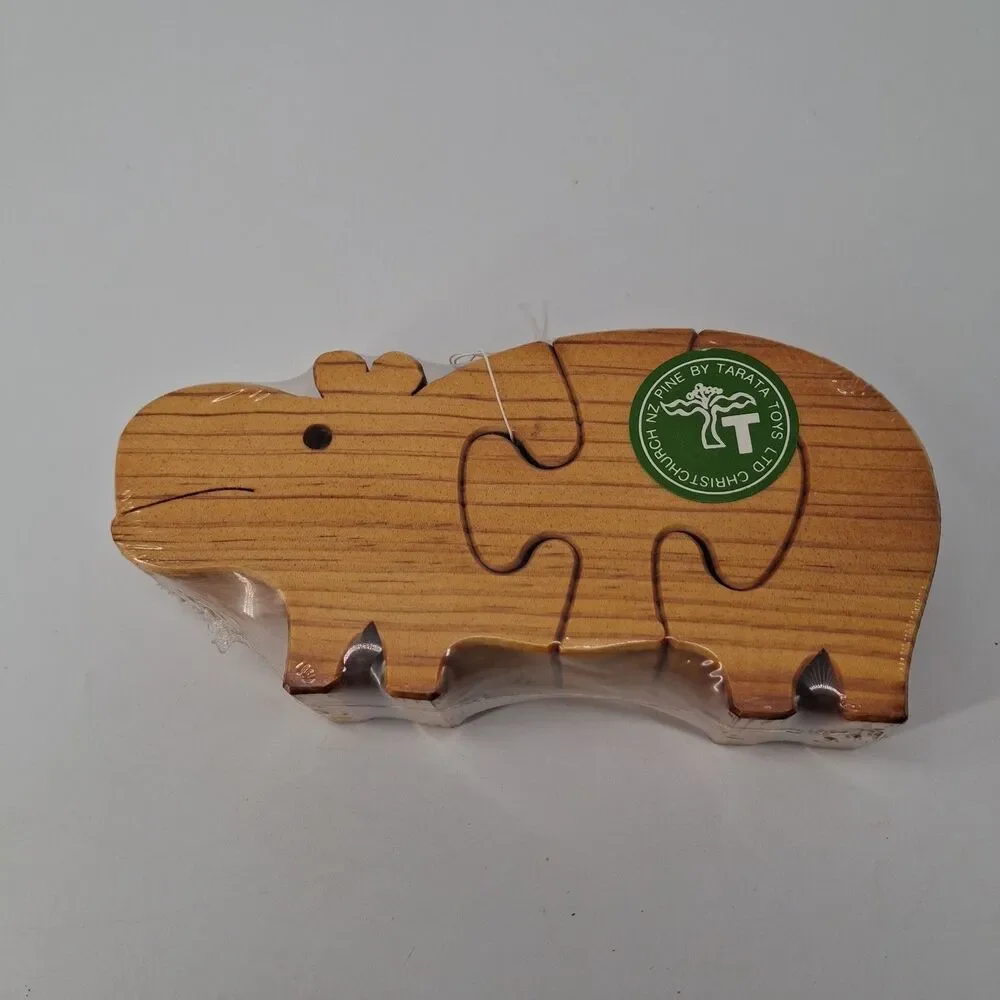 NEW Tarata Wooden Puzzle Hippo 3D Standing New Zealand Pine